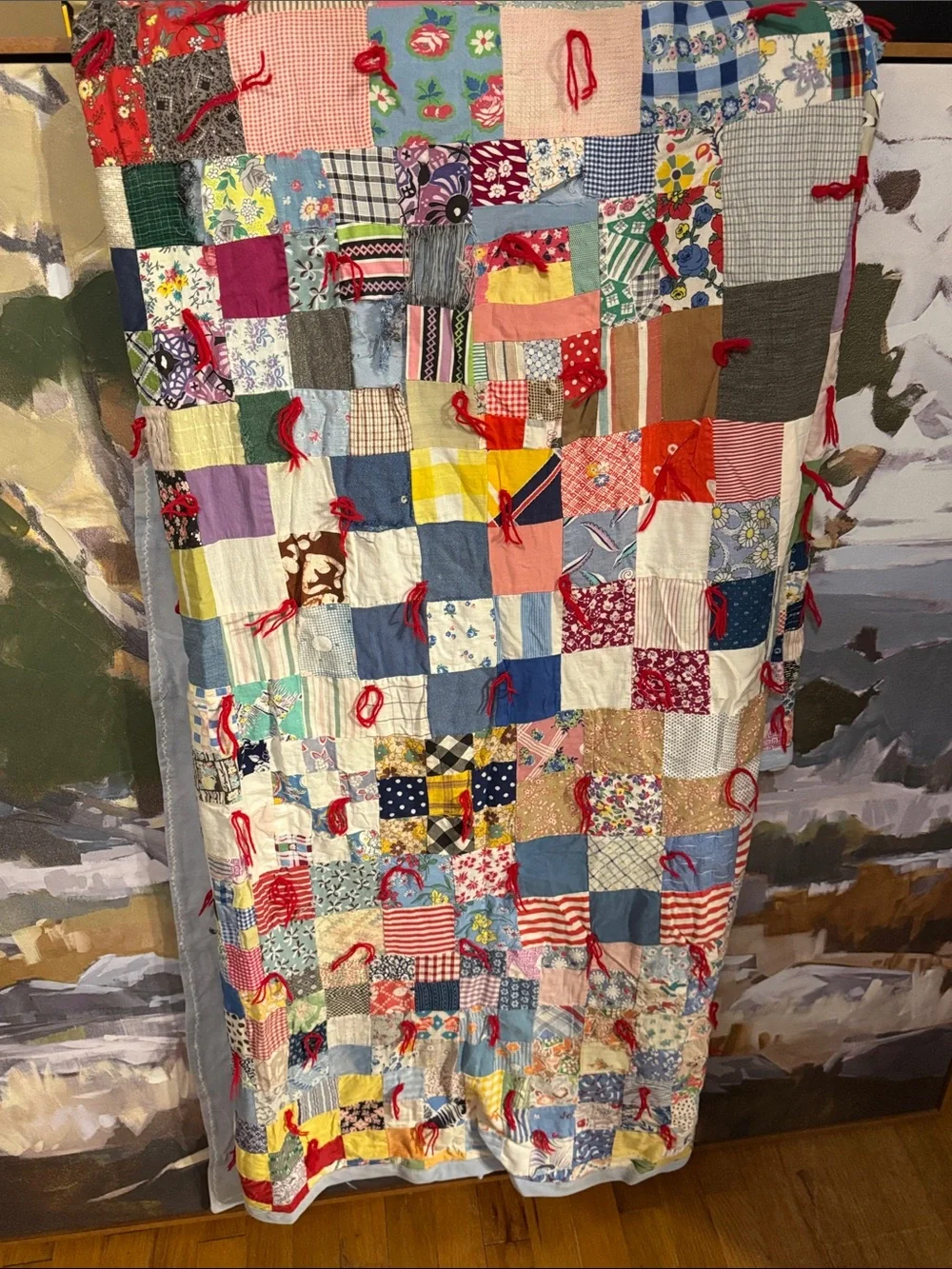 VTG CUSTOM MADE HANDMADE HAND STITCHED ONE OF A KIND GRANDMOTHER QUILT BLANKET